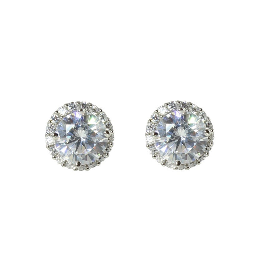 CZ HALO STUD EARRINGS