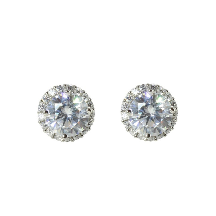 CZ HALO STUD EARRINGS