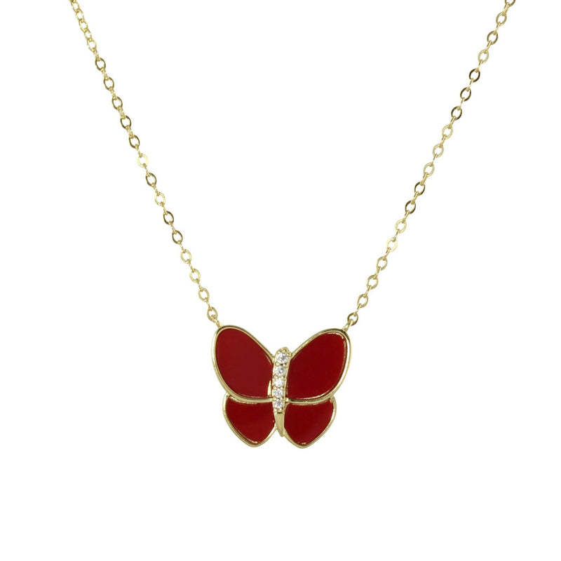 red enamel butterfly necklace