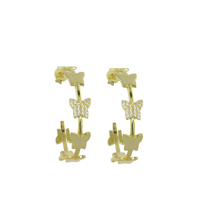 gold butterfly hoop earrings 