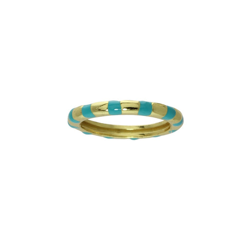 turquoise & gold stripe ring