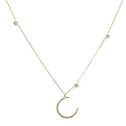 crecent moon & star necklace