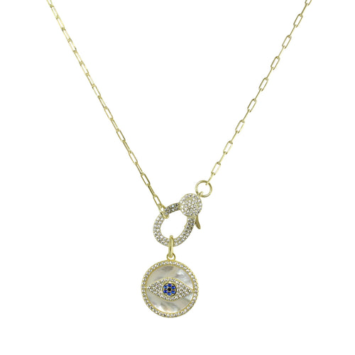 fancy pearl evil eye necklace