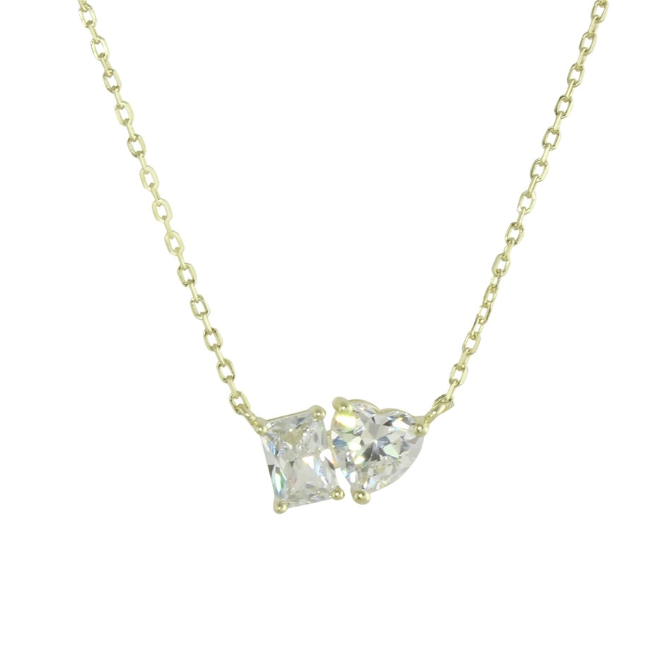 Two stone CZ necklace