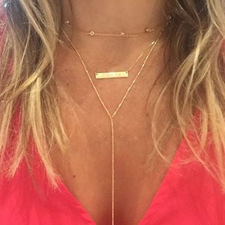 14K MINI BARS LARIAT NECKLACE