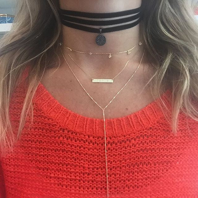 Gold hanging cz choker 