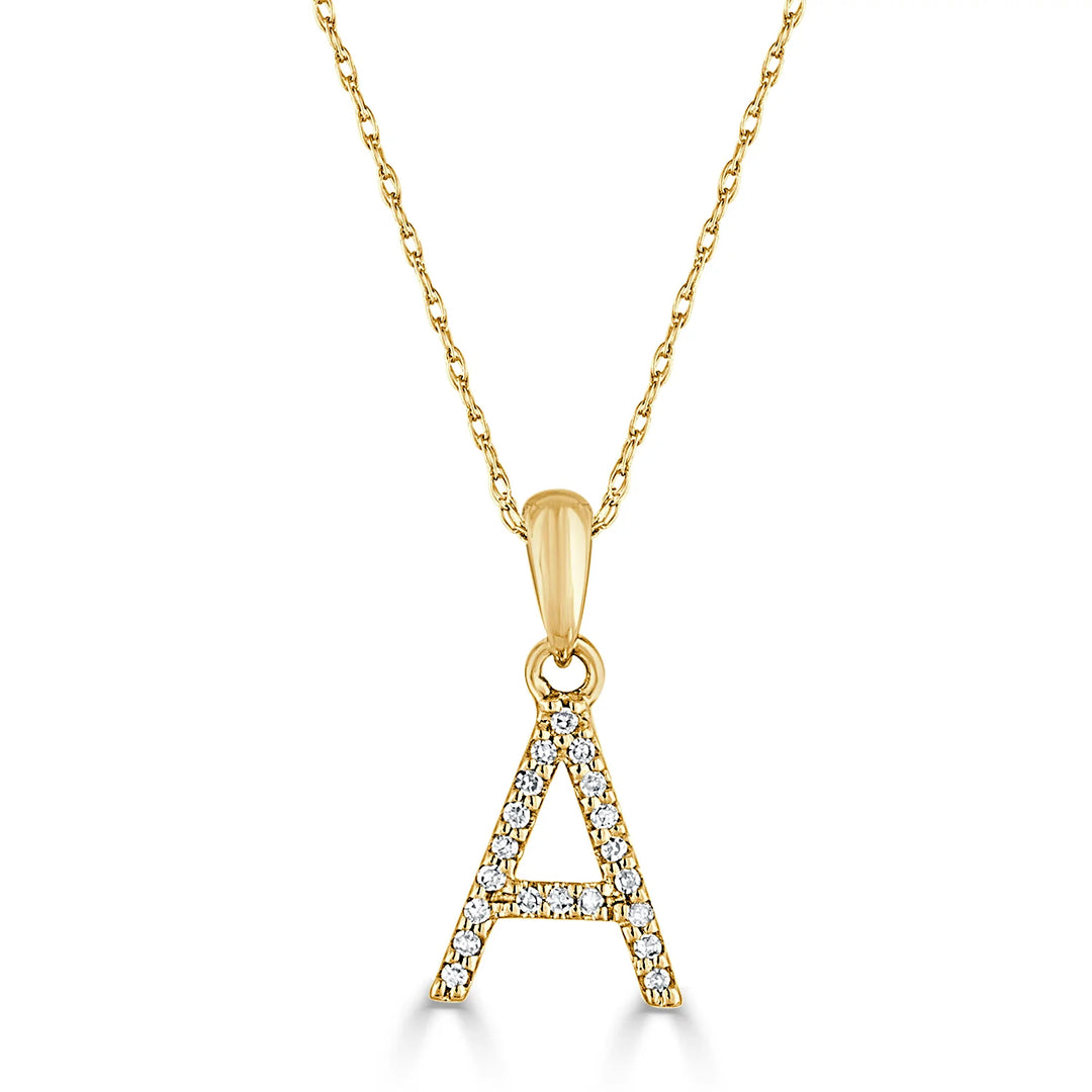 14k diamond mini initial necklace