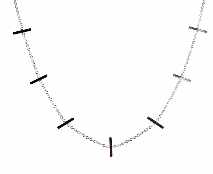 14k GOLD 7 STAPLE NECKLACE